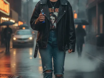 femme vapote rue