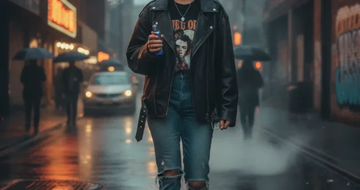 femme vapote rue